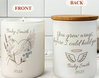 Personalized Baby Memorial Candle, Infant Loss Sympathy Keepsake, Angel Baby Tribute