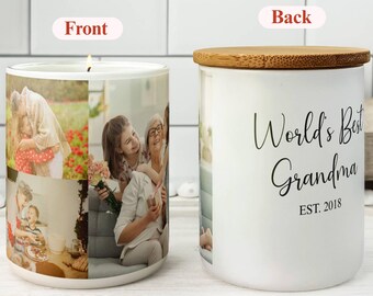 Personalized Photo Candle Gift For Grandma, Custom Picture Scented Jar Candle, Family Memories, Christmas Gift For Her, Custom Keepsake