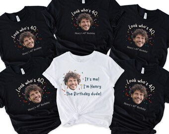 Custom Face 40th Birthday Squad T-Shirts, Personalized Group Trip Tees