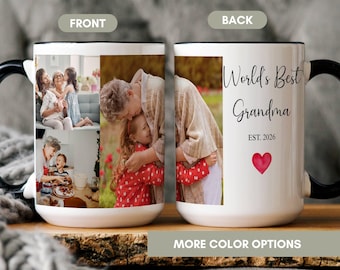 Personalized Grandma Photo Mug, Custom Picture Coffee Cup, World's Nana (EST. Year)