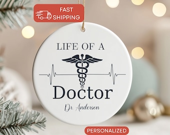 Personalized Doctor Christmas Ornament, Ceramic Medical Gift