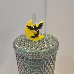 Moon with Bats Halloween Straw Topper