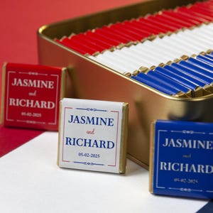 50 Custom Chocolate Wedding Favors, Engagement Chocolate, Wedding Favors for Guests, Personalized Wedding Chocolate, Party Favors