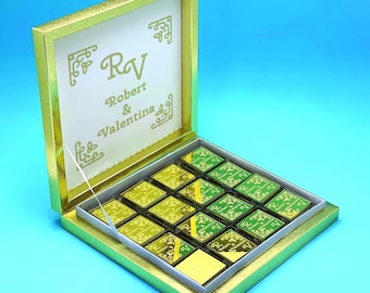 高級チョコレート、プレキシガラスのパーソナライズされた金・銀ミラーボックスの記念品、カスタムチョコレートのウェディング記念品、プレキシガラスチョコレート