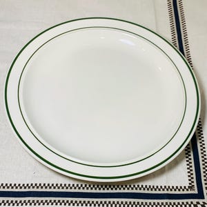 Vintage Green Stripe Restaurant Ware. Stoneware Dinner Plate