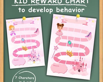 Printable Kid Reward Chart Princess Theme Toddler Development Tool Homeschool Behavior Tracker Daily Motivation Good Habit Builder for Child