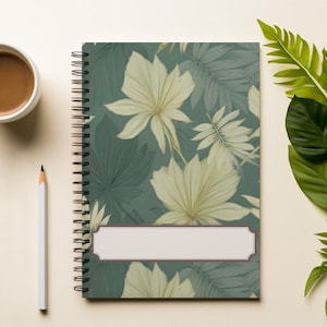 Palm Leaves Spiral Notebook Tropical Journal Botanical Stationery Green Plants Planner Nature Diary Leaf Print Notepad Plant Lover Gift