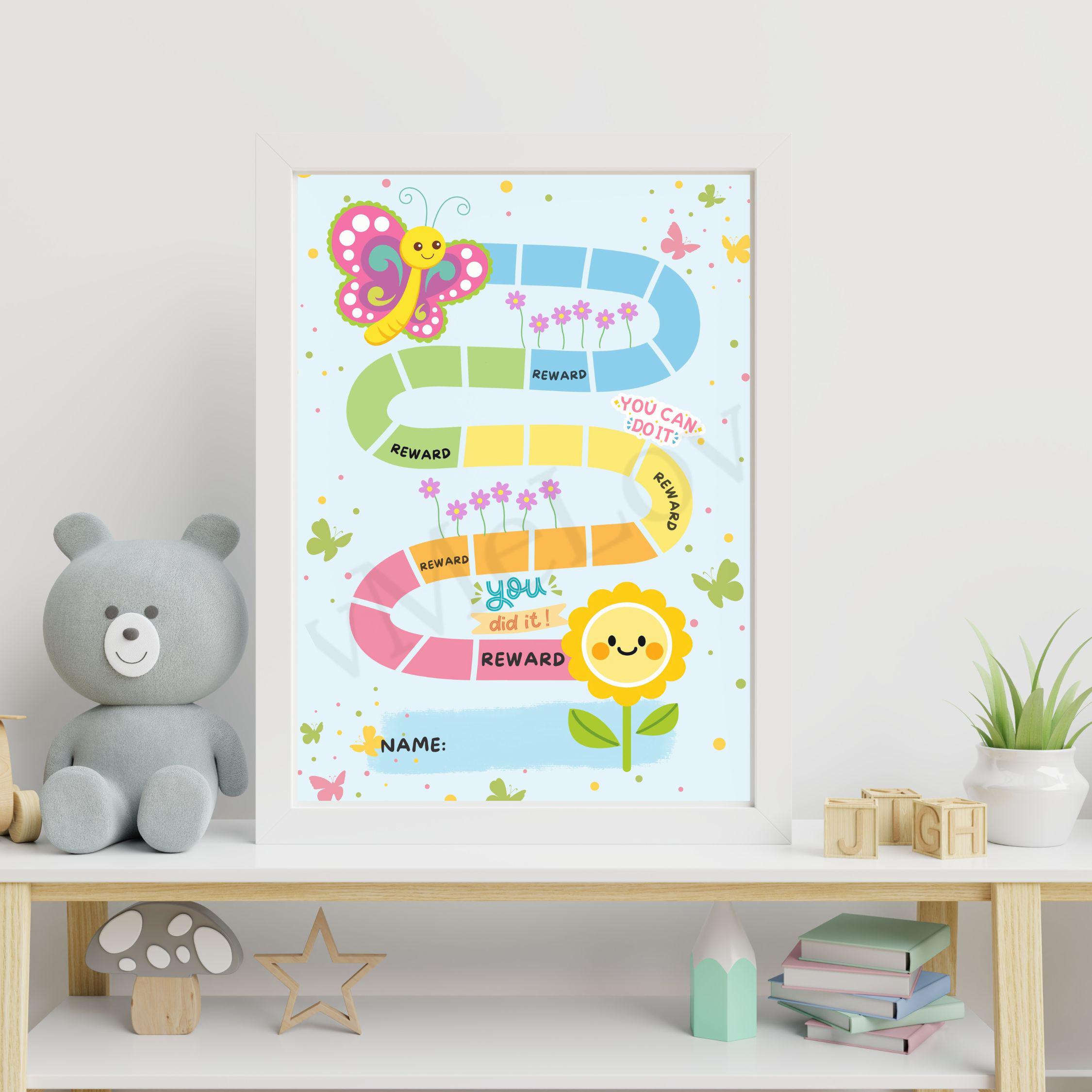 Printable Kids Reward Chart Butterfly Flower Toddler Development Tools ...