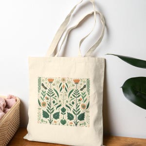 Blühende Blumen Baumwollsegeltuch-Einkaufstasche Volkskunst umweltfreundliche Einkaufstasche Sommermarkt-Einkaufstasche Geschenk Naturliebhaber wiederverwendbar