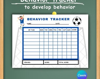 Editable Behavior For Boy Printable Chore Tracker At Home Tracker Chart Soccer Printable Daily Behavior Sport Chart Kid Good Routine Chart
