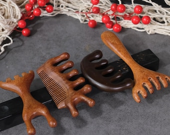 Natürlicher breiter Zahnkamm aus Sandelholz Traditionelle Massage Taschenkamm, personalisiertes Haar Wellness Geschenk für Sie oder Ihn Braut Hochzeit