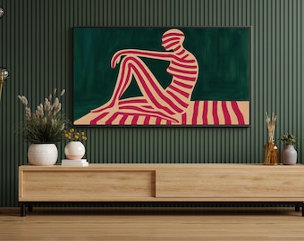 samsung frame tv artwork digital art modern abstract figure painting hisense wall display tv digital download striped art 4k printable decor