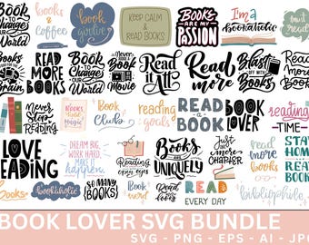 Book Bundle svg, 100+ Book Svgs, Pngs & 1,800+ Entire Shop SVG Bundle + All Future Designs, Smut svg, Book svg, Book png, Bookish svg,