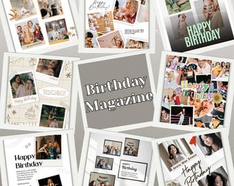 Editable Birthday Magazine Template | Custom Canva Photo Magazine | Personalized Keepsake Gift for Him or Her