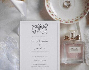Plantilla de invitación de boda elegante, plantilla de invitación editable