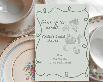 Plantilla de invitación de despedida de soltera dibujada a mano, plantilla de boda, plantilla de despedida de soltera