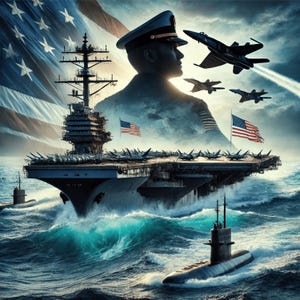 Navy Carrier Art – Patriotic U.S. Navy Aircraft Carrier Wall Print, Veterans Day Digital Download, Military Ship Decor for Office or Home