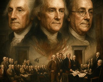 Founding Fathers Art Declaration Independence Washington Jefferson Franklin Tribute