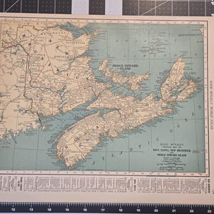Vintage 1927 Rand McNally-kaart Nova Scotia, New Brunswick en Prince Edward Island, Canada, 14 x 11 inch