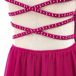 Girls Lyrical Dance Dress, Rhinestone Ballroom Costume, Modern Performance Outfit, Gymnastics Dancewear bild 7