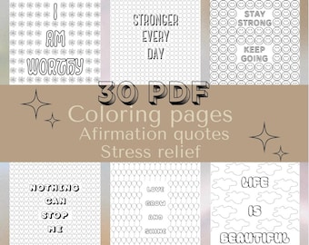 Affirmation Coloring Pages, Positive Affirmations Coloring Book, Mindfulness Coloring Pages, Self Care Printable, Coloring Pages for Adults