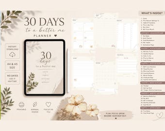 30 Days to a Better Me – Self-Improvement Planner, Goal Setting Journal, Habit Tracker & Wellness Organizer