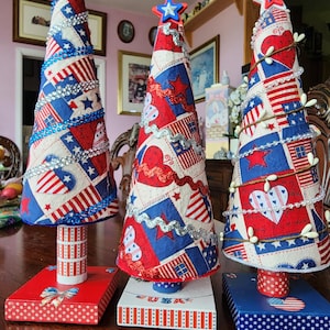 Handmade Red White and Blue Americana trees