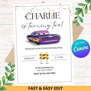 Cars Birthday Invitation, Ramone Invitation, Kids Birthday Invitation, Editable and Printable Digital Invitation