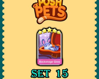 Monopoly Go Sticker 5 Stars Backstage Glow Set 15 - Posh Pets