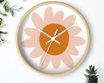 Boho Flower Wall Clock, Modern Home Decor