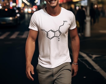 Serotonin Molecule T-Shirt: Minimalist Science Tee, Mental Health Gift