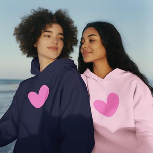 Love Heart Hoodie in Navy or Pink - Gifts for her, women&#39;s Hoodie, inlove sweater