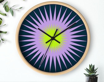 Modern Starburst Wall Clock: Boho Home Decor, Vibrant Colors