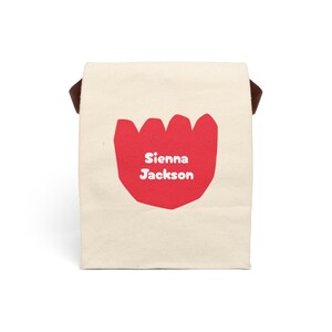 Cute Personalized Floral Canvas Lunch Bag, Eco-Friendly Tote, Reusable Lunchbox, Custom Name Bag for School, Outdoor Picnics, Gifts