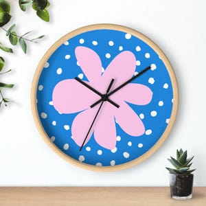 Floral Polka Dot Wall Clock: Colorful Home Decor, Silent Mechanism