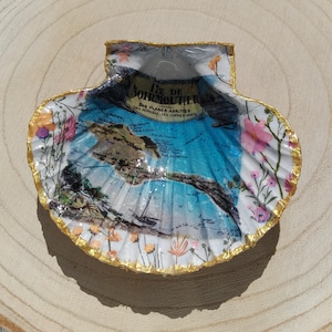Coquille st jacques décorée-la carte de l'île de Noirmoutier, coupelle a bijoux décorative, fête des mères,  cadeau