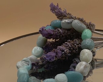 Amazonite Pebble Buddha armband