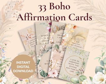 33 Boho Affirmation Cards | Daily Self Love & Positive Mindset | Digital Download