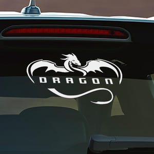 Mystic Dragon Vinyl Sticker, Fantasy Winged Dragon Decal Car Window, Laptop, DRAGON Logo Decal, Minimalist Winged Design for Cars, Helmets