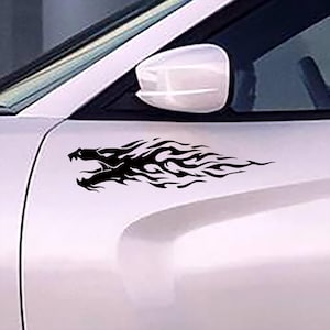 Dragon Flame Car Decal – Fierce Vinyl Sticker in 4 Colors, 5 Sizes | Fire Dragon Graphic for Car, Motorcycle, Laptop, Drift Car Decor