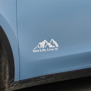 One Life Live It Mountain Decals, Adventure Off-Road SUV Decal – Outdoor Camping, Overland Window Decals – 4x4 Jeep, Truck, SUV, Auto