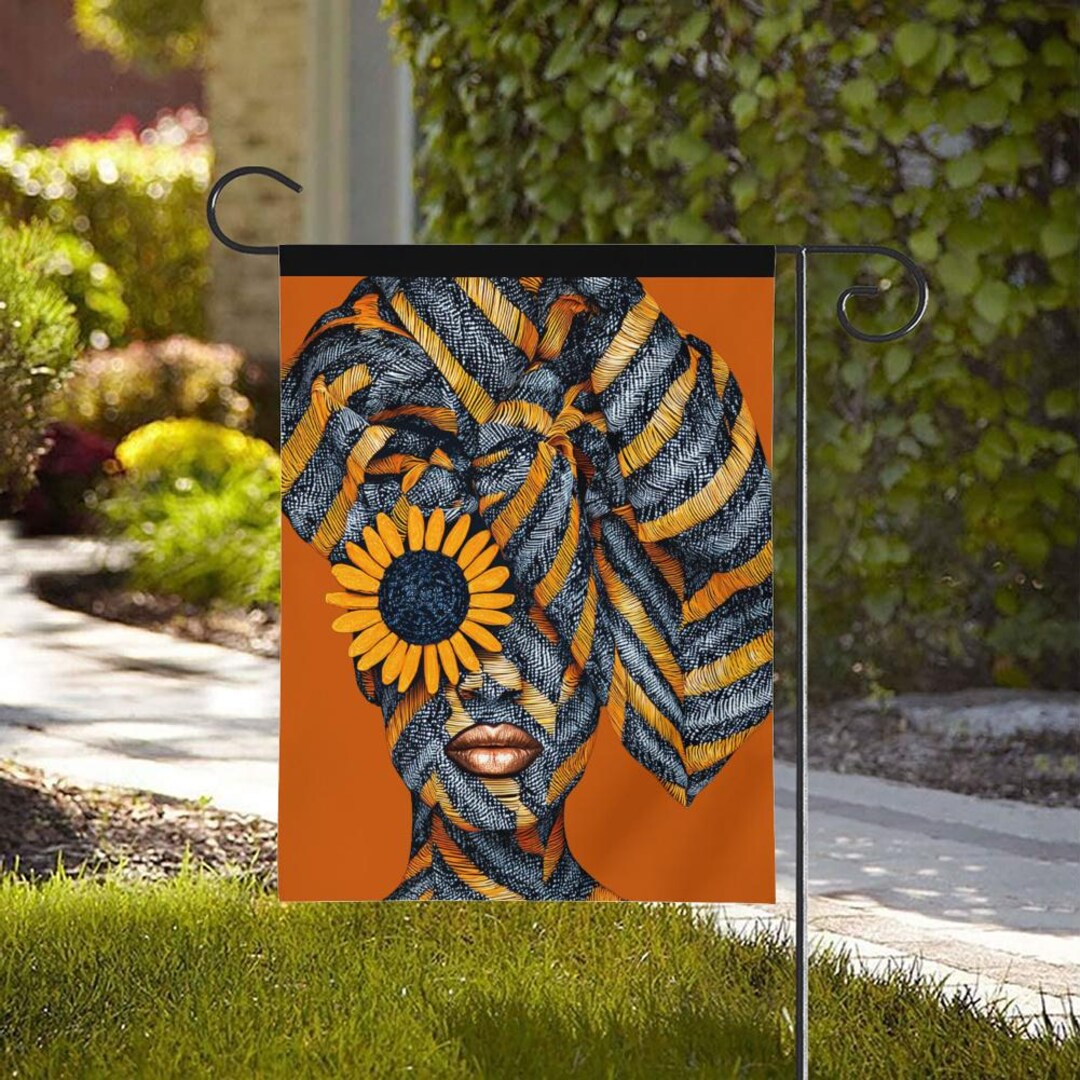 African Women Black Beautiful Brave and Bressed - Pink Color Garden Flag LT15