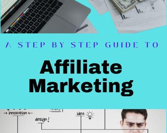 May include: A step-by-step guide to affiliate marketing with a diagram showing the process. The diagram includes terms like innovation, design, vision, solution, hardworking, target, management, and social media. A person is drawing on a whiteboard with a marker.