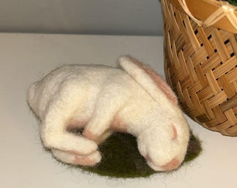 Needlefelt sleeping bunny rabbit