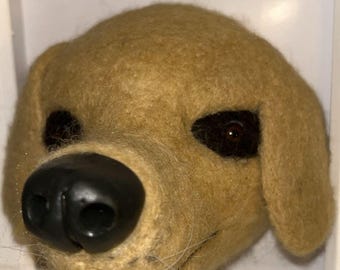 Needlefelt framed dog head. Dog theme gifts
