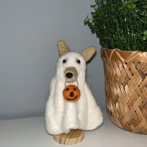 needlefelt ghost dog Halloween pumpkin