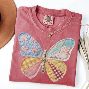 Faux Patchwork Schmetterling Png, Frühling Schmetterling Png, Blumen Frühling Patchwork Png, Faux Patchwork Png, Mädchen Frühling Png, Schmetterling Shirt Png