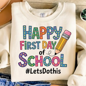 Happy First Day of School PNG, Back to School Png, Kindergarten Teacher png, Teacher PNG, 1st day of school Png, Hello school png