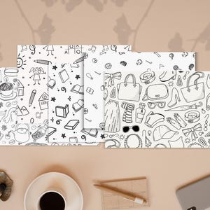 Cartes de correspondance vierges ligné minimalistes | Lot de 10 | Mode, livres, gribouillis pour enfants, café, sports | Comprend des enveloppes