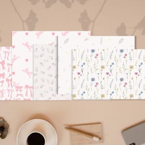 de correspondance minimalistes à fleurs et rubans vierges | Lot de 10 | Papeterie élégante | Comprend des enveloppes